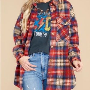 NEW Red Plaid Shacket, Size Medium